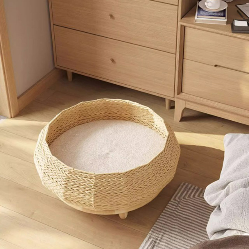 Handgefertigtes natürliches Kraftpapier Nest gewebtes Katzenhundbett Handgefertigtes natürliches Kraftpapier Nest gewebtes Katzenhundbett