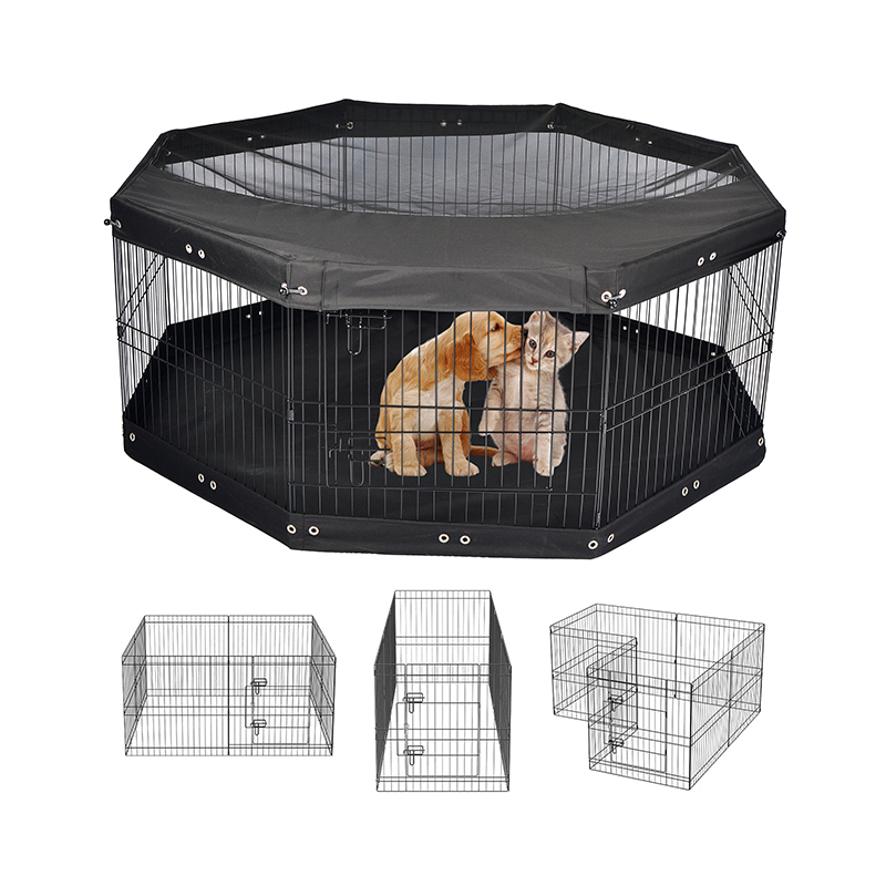 8-Panel-faltbares Draht-Metall-Hund-Hundestall mit oberer Abdeckung und unterer Block 8-Panel-faltbares Draht-Metall-Hund-Hundestall mit oberer Abdeckung und unterer Block