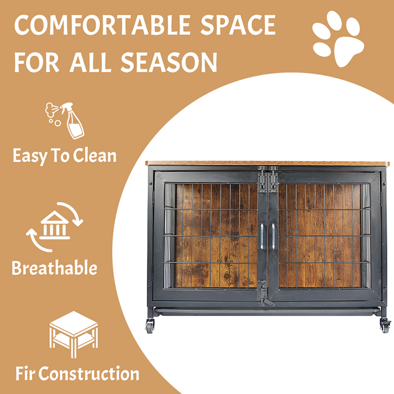 Hundekäfig im Holz Möbelstil mit Rädern Hundekäfig im Holz Möbelstil mit Rädern