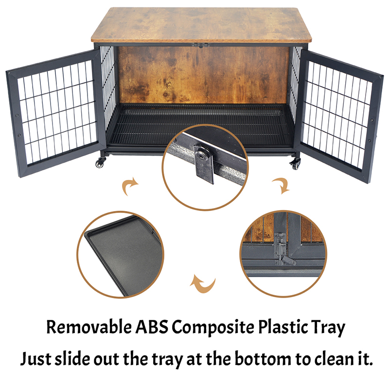 Hundekäfig im Holz Möbelstil mit Rädern Hundekäfig im Holz Möbelstil mit Rädern