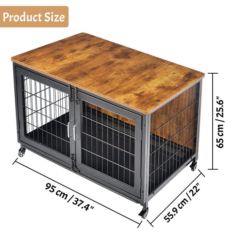 Hundekäfig im Holz Möbelstil mit Rädern Hundekäfig im Holz Möbelstil mit Rädern