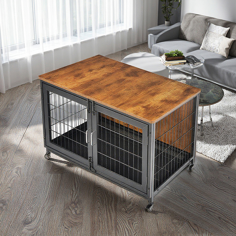 Hundekäfig im Holz Möbelstil mit Rädern Hundekäfig im Holz Möbelstil mit Rädern