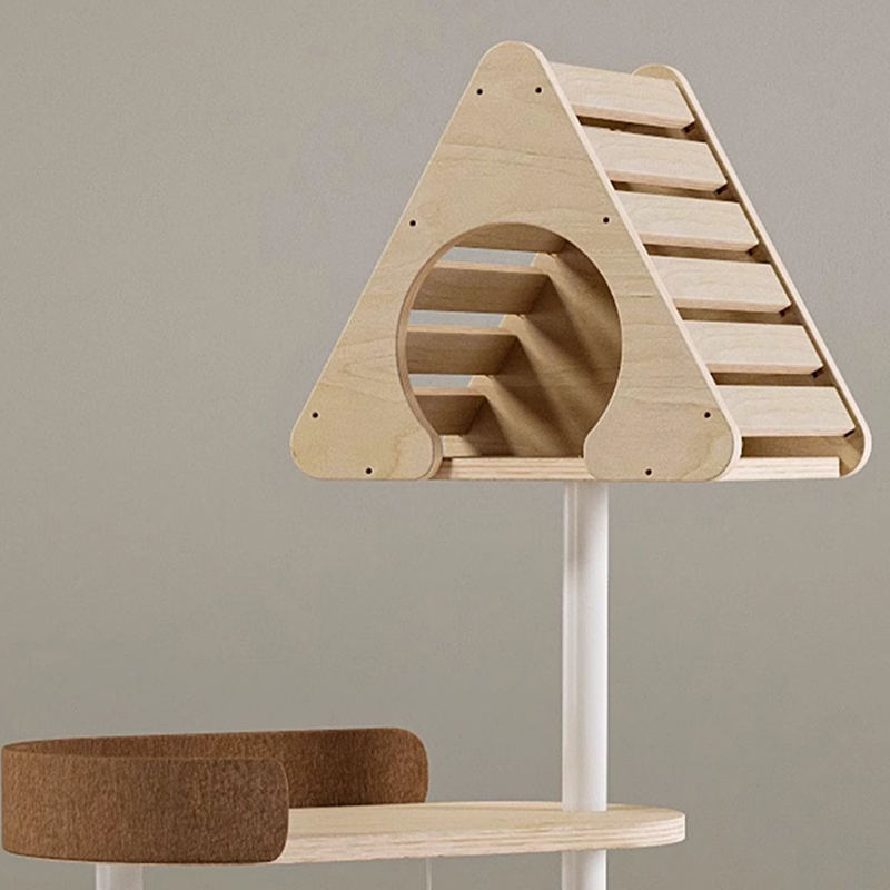 Minimalistische geometrische süße Holzturm Innenstadt Nest Katzentaum Minimalistische geometrische süße Holzturm Innenstadt Nest Katzentaum