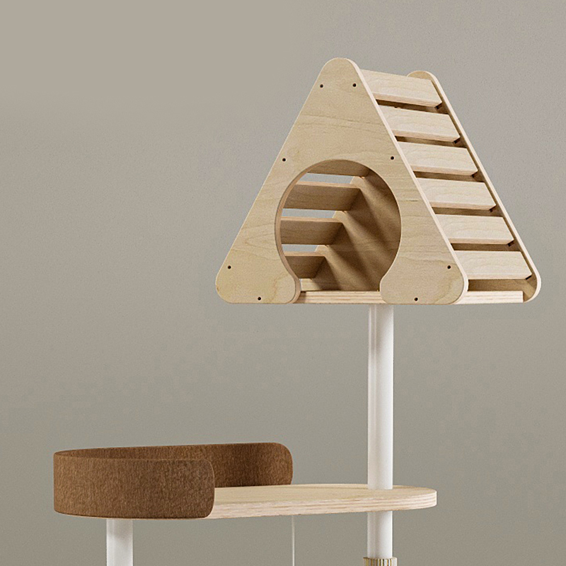 Minimalistische geometrische süße Holzturm Innenstadt Nest Katzentaum Minimalistische geometrische süße Holzturm Innenstadt Nest Katzentaum