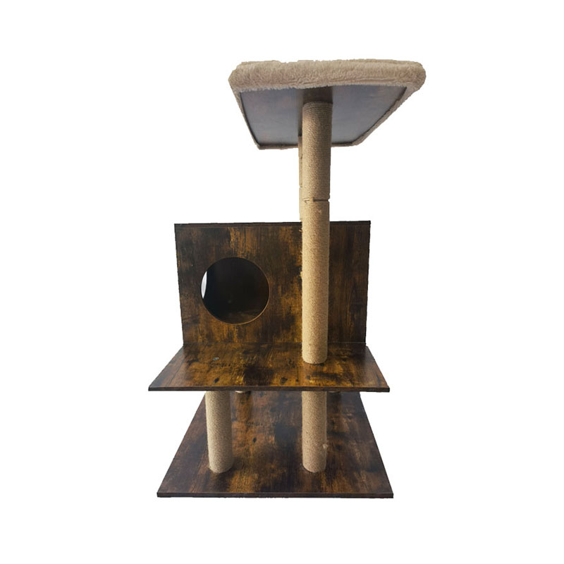 Holzturm Katzenhaus Sisal Kratzpfosten Katzenbaumklettern