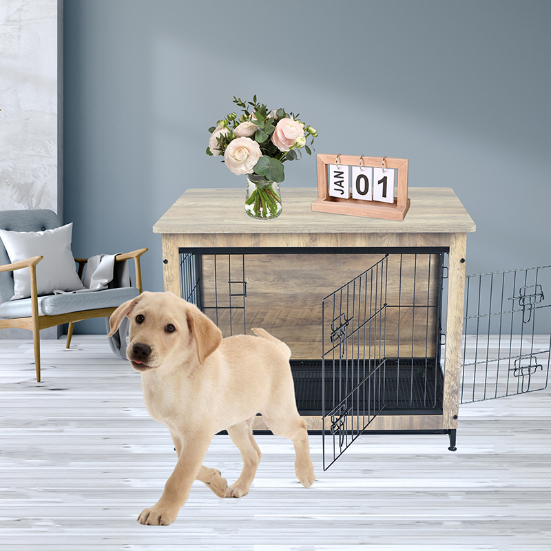 Elfenbein Indoor großer Holzmöbel Stil Metallhundkiste Elfenbein Indoor großer Holzmöbel Stil Metallhundkiste
