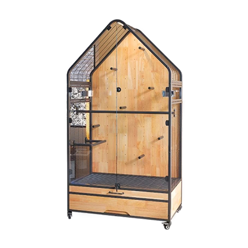Holz und Stahlkäfig Große abnehmbare Diy Villa Papageienvogel -Zuchtkäfige mit Standrädern