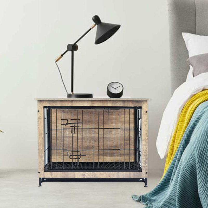 Elfenbein Indoor großer Holzmöbel Stil Metallhundkiste Elfenbein Indoor großer Holzmöbel Stil Metallhundkiste