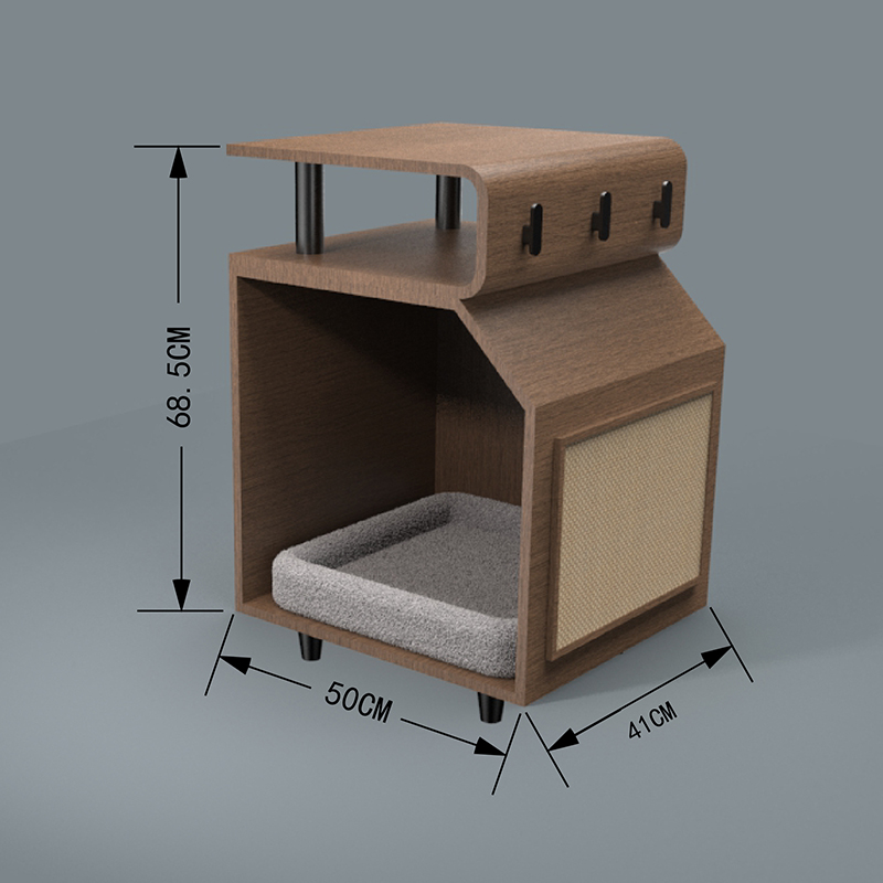 Hölzerne Haustierbetten Katzenbett mit Kratzerbrett Hölzerne Haustierbetten Katzenbett mit Kratzerbrett