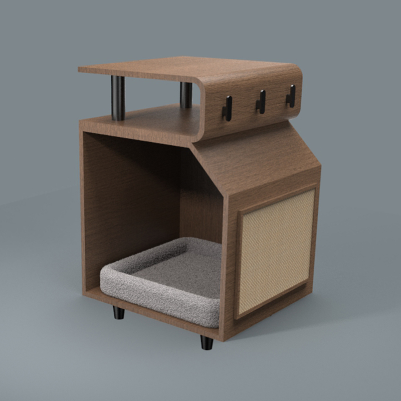 Hölzerne Haustierbetten Katzenbett mit Kratzerbrett Hölzerne Haustierbetten Katzenbett mit Kratzerbrett