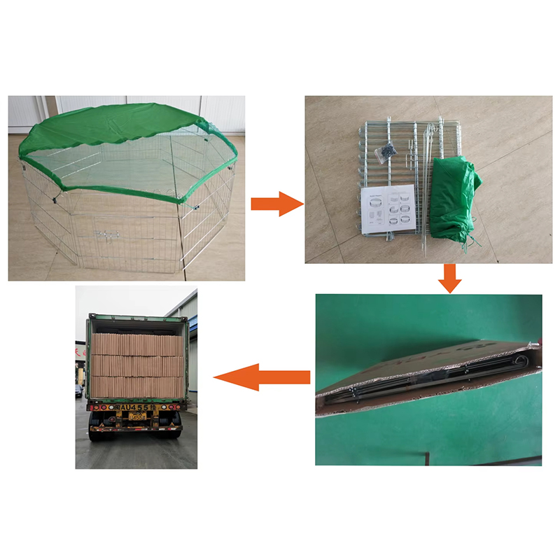 Faltbarer Draht im Freien Metal -Hundestall mit oberster Abdeckung Faltbarer Draht im Freien Metal -Hundestall mit oberster Abdeckung