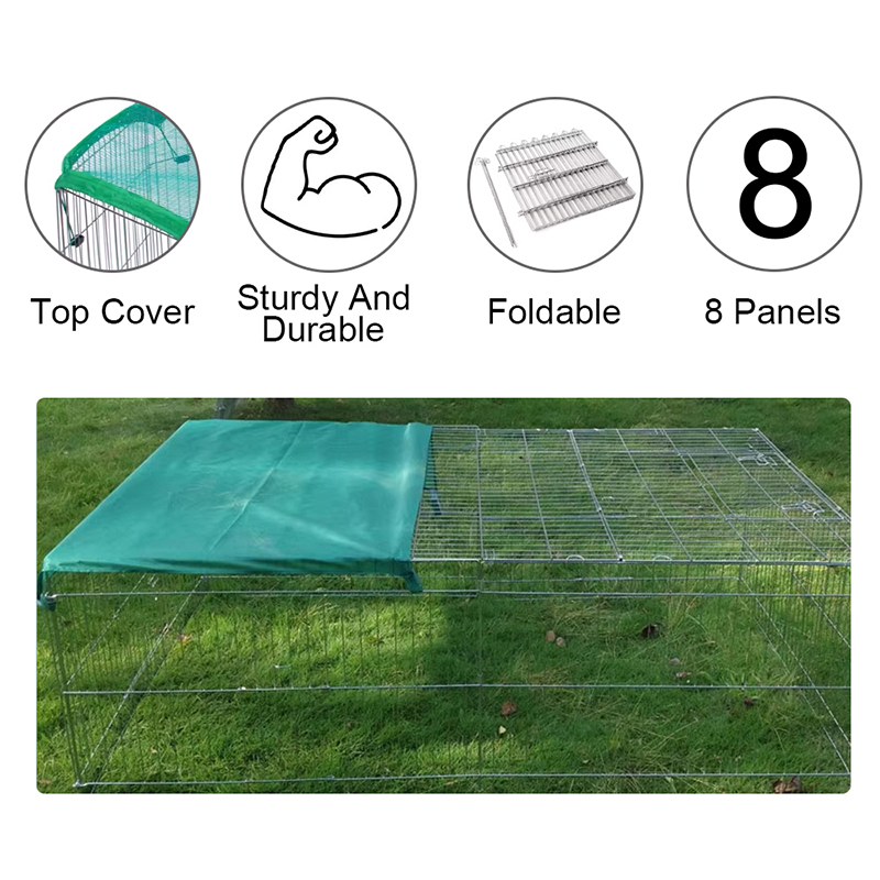 Faltbarer Draht im Freien Metal -Hundestall mit oberster Abdeckung Faltbarer Draht im Freien Metal -Hundestall mit oberster Abdeckung