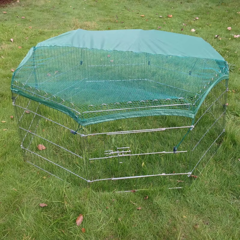 Faltbarer Draht im Freien Metal -Hundestall mit oberster Abdeckung Faltbarer Draht im Freien Metal -Hundestall mit oberster Abdeckung