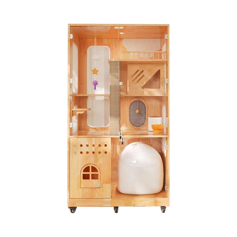 Panorama -Innenvilla Käfig Massivholz Katzenhausgehäuse