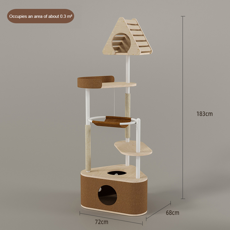 Minimalistische geometrische süße Holzturm Innenstadt Nest Katzentaum Minimalistische geometrische süße Holzturm Innenstadt Nest Katzentaum